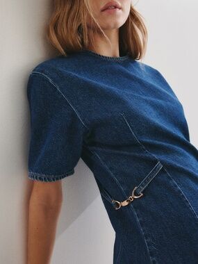 H&M Buckle Detail Denim Mini Dress S